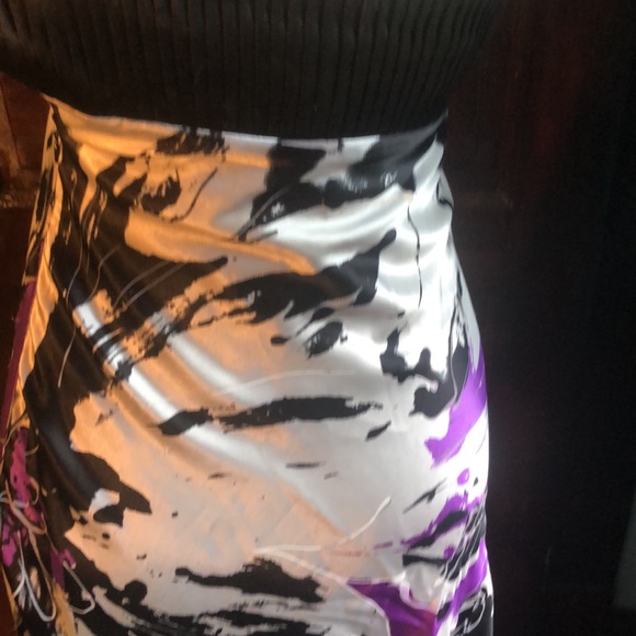 Vintage Dave & Johnny sz 4 formal halter neckline/ black, white,and purple dress - Picture 6 of 15